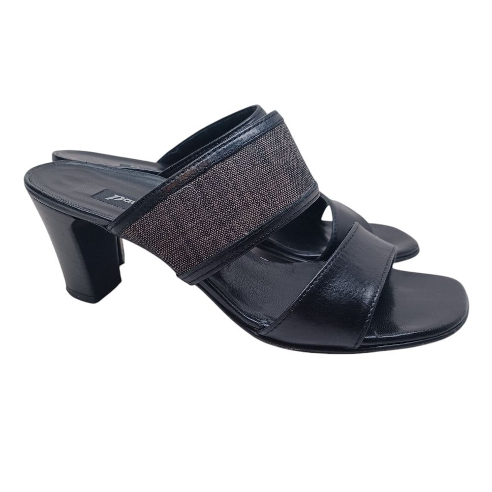 Paul Green Heels Black‎ Open Toe Slip On Two Strap Black Leather Womens 7